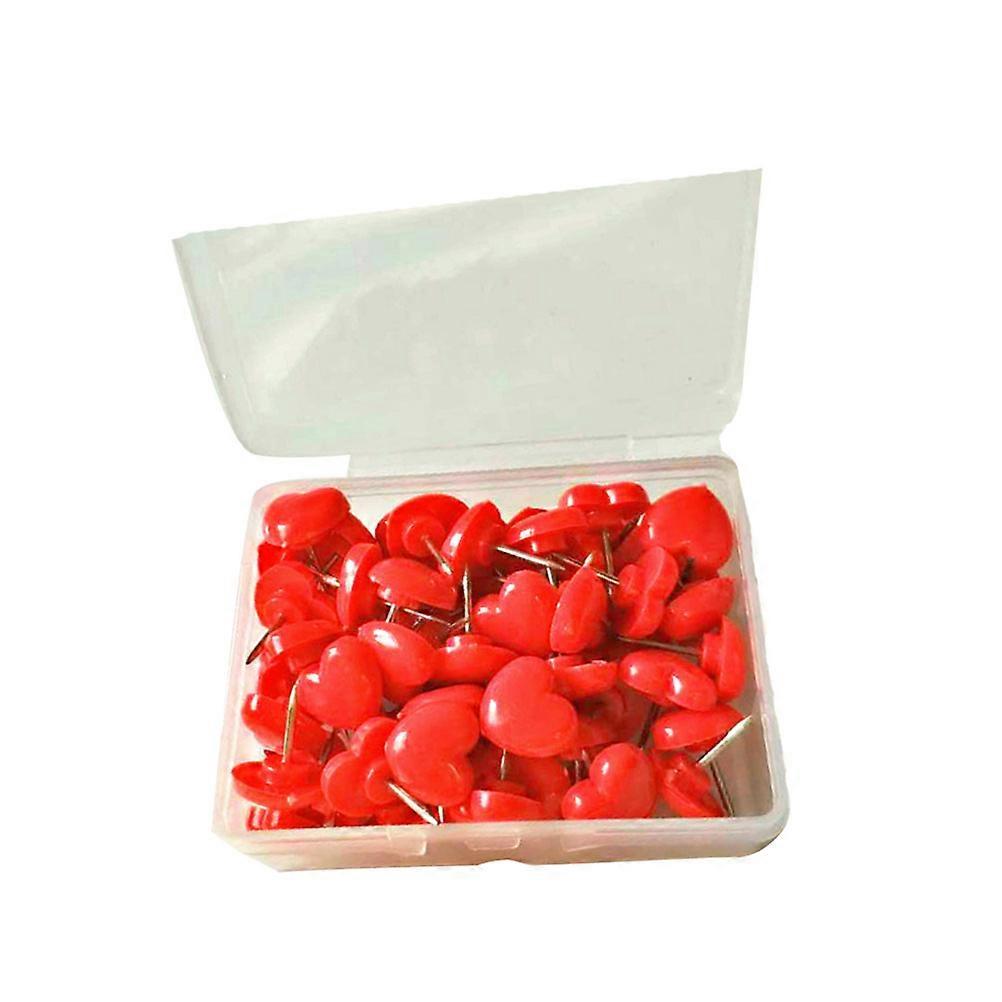 Thumbtack Heart Hands Pin Decorative Pushpin Office Use Red Plastic 1.2*1.05cm Document Fixing 2 Boxes