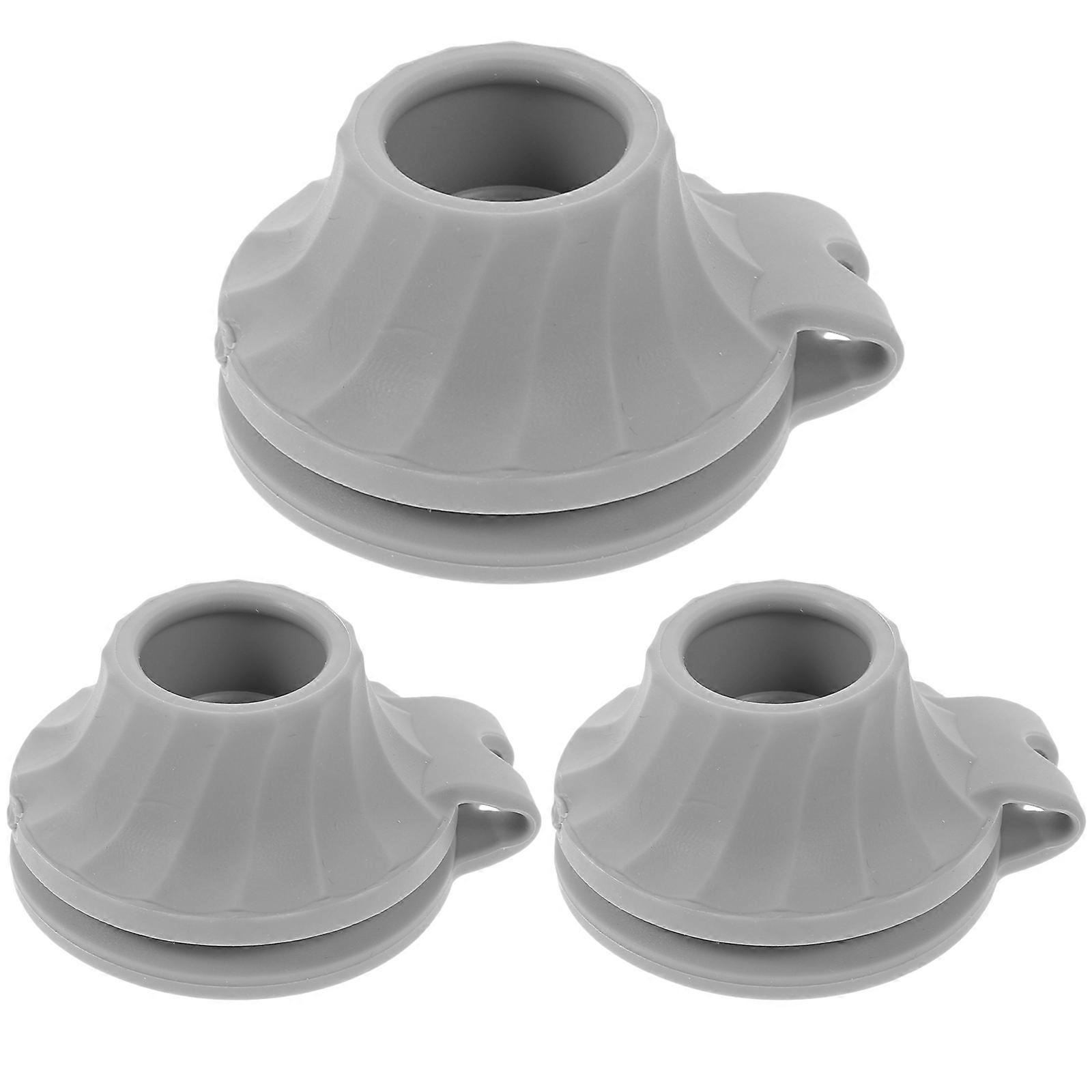 Compact Leak-Proof Bottle Caps For Home Kitchen Use 3Pcs Grey Dispenser Lid