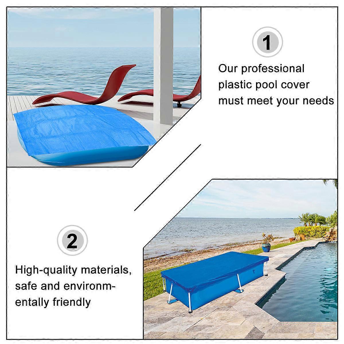 Blue Plastic Pool Cover Tarp Cover for Pool Protector 3Pcs Pack