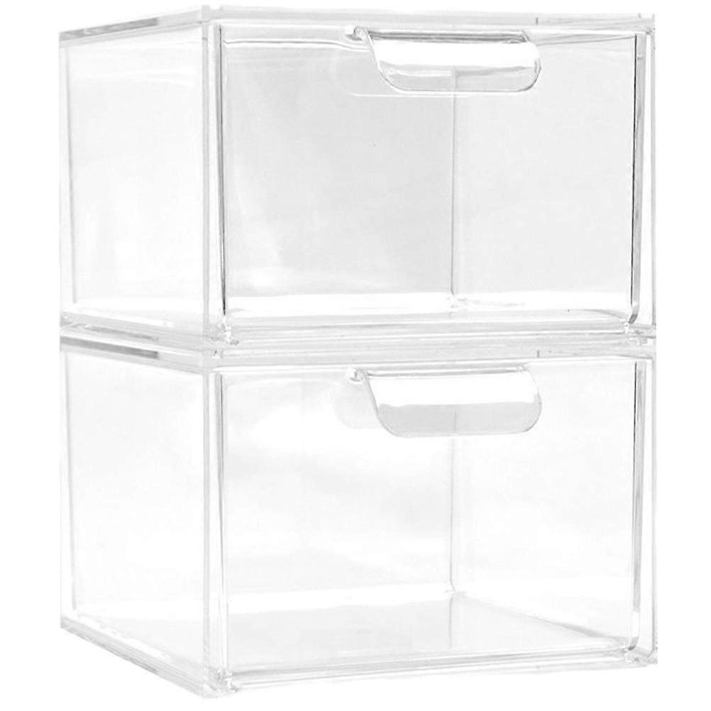Bathroom Drawer Organizer Plastic Drawer Organizer for Storage 2Pcs Clear Storage