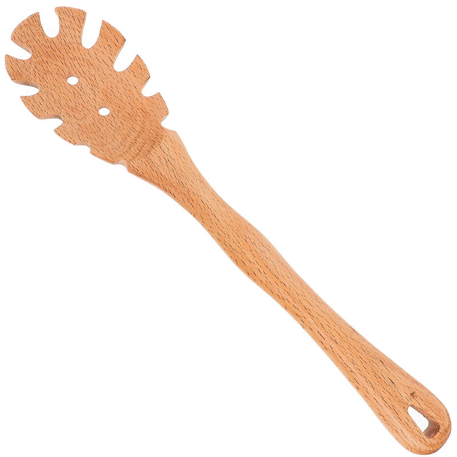 Wooden Spaghetti Spoon Server for Noodle Straining in Kitchen Use