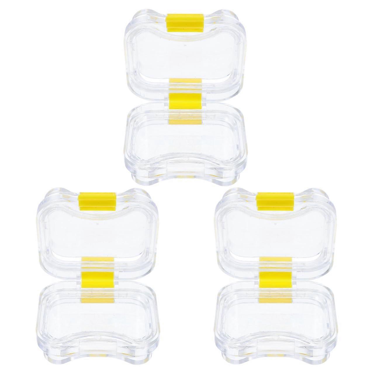 Transparent Denture Storage Case with Membrane Cover, Secure Retainer Holder Box, 3Pcs Set