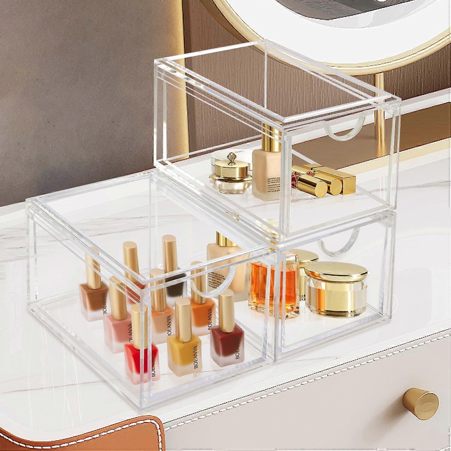 Clear Stackable Storage Drawer, Plastic Storage Bins for Vanity, Kitchen, Pantry, Under Sink