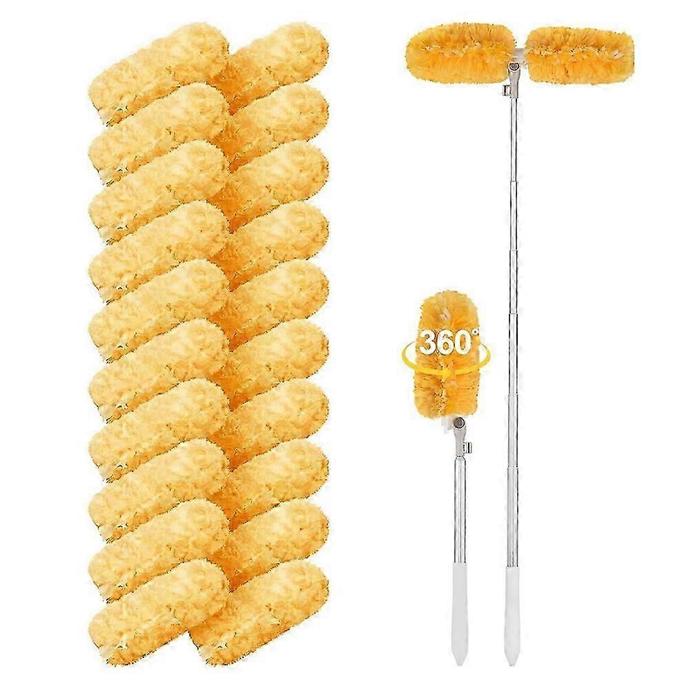 6 Ft Extendable Telescopic Duster Handle with 20 Refills, 360 Electrostatic Microfiber Duster compatible with Ceilings, Fans