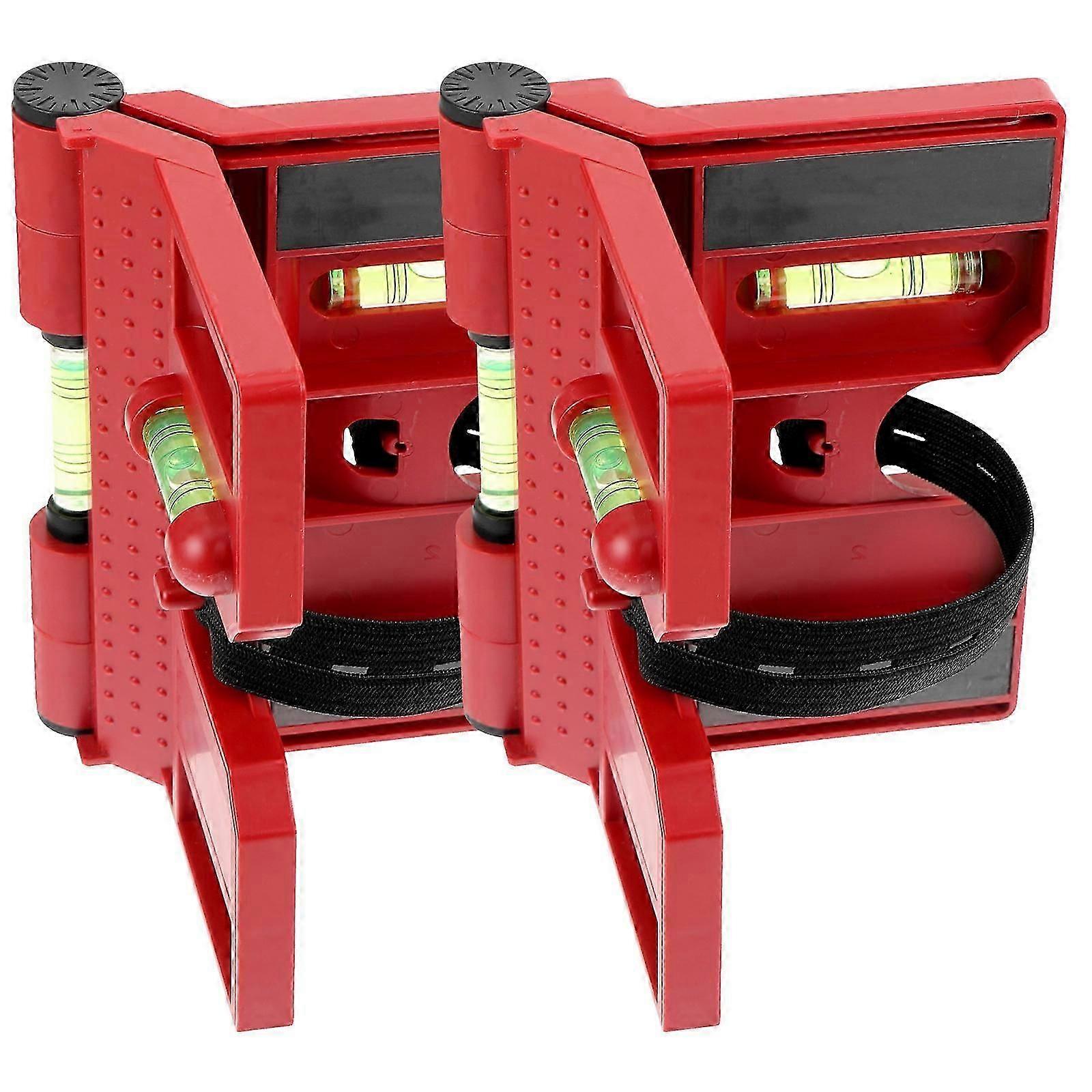 Foldable Angle Gauge Post Level Tool for Measurement 2Pcs Red ABS Material