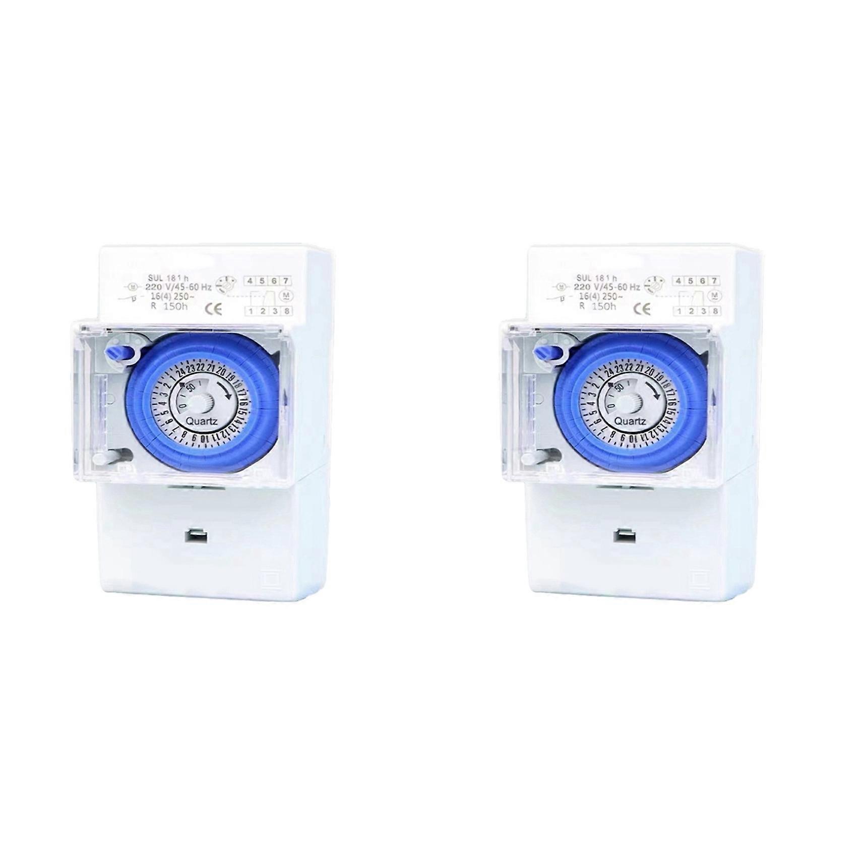 2X Mechanical Timer 24 Hours Time Switch Relay Electrical Programmable Timer 24 Hour SUL181H Din Rail Timer Switch