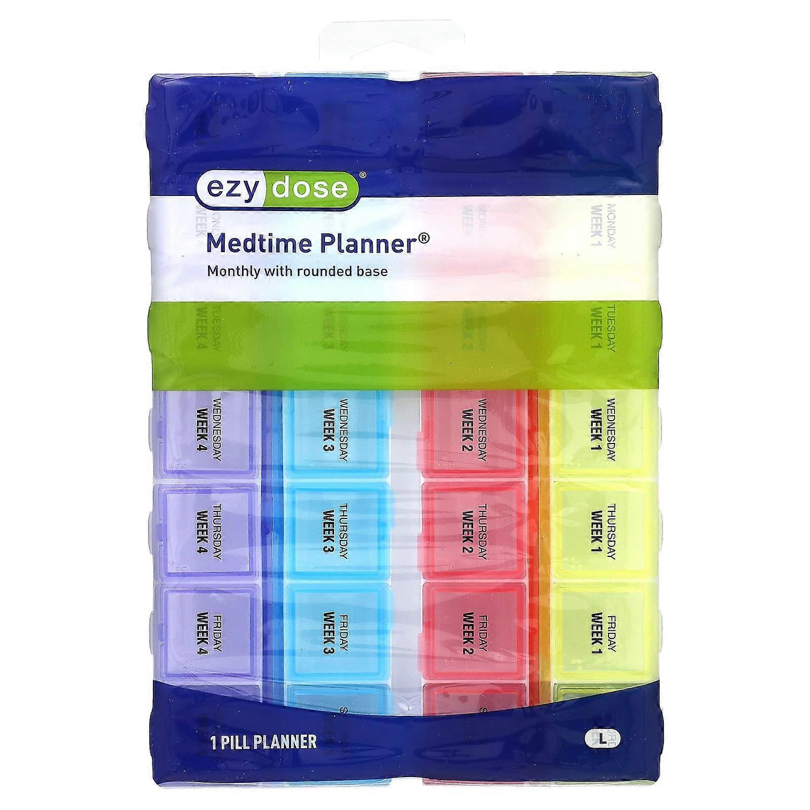 Ezy Dose, Monthly with Rounded Base Medtime Planner, Large, 1 Count, 2-Pack