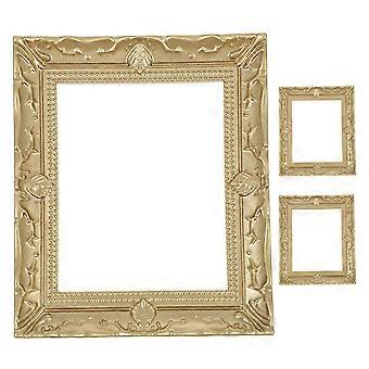 3pcs Vintage Dollhouse Miniature Resin Baroque Photo Frames Ornament For Diy Crafts And Home Decor