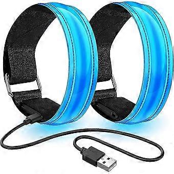 2 st uppladdningsbara LED-armband, reflekterande LED-löparmband, justerbart blinkande armband säkerhets-LED-armband för barn eller vuxna