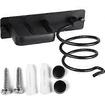 BlackHair Dryer Holder Aluminum Straightener Stand with Cable Management Wall Mounted Hair Straighteners Hair Brushes Organizer for Bathroom Bedroom H