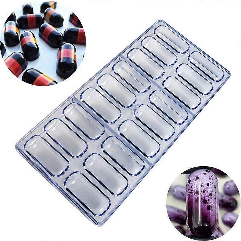 18-Cavity Rectangular Capsule Mold for Candy and Chocolate