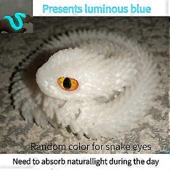 3D Printed Articulated Snake Toy, Glow-in-the-Dark Luminous Figurine with Random Eye Colors, Desk Decor for Men Women, Father's Day Gift