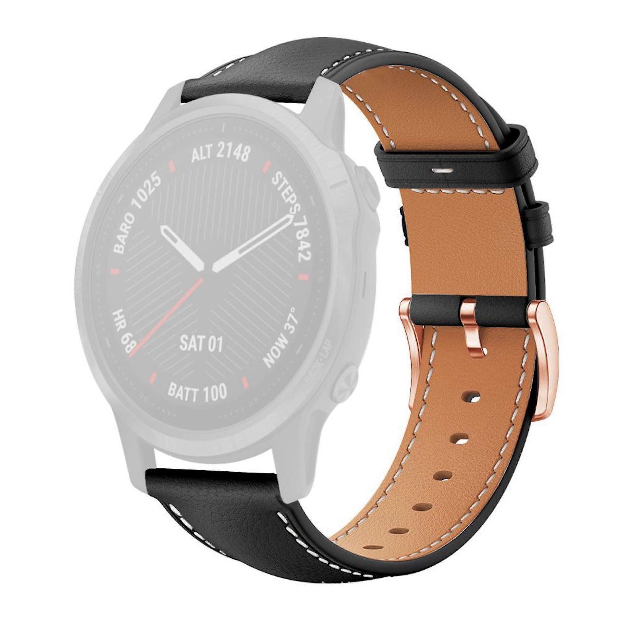 Faux leather wrist strap for Garmin Fenix ​​8 / 7S / 6S / 5S, 20mm, buckle closure, black