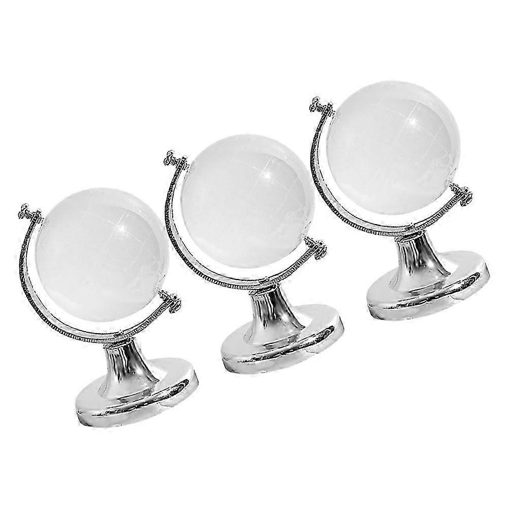 3Pcs Crystal Globe Model for Desktop Globe Decoration Transparent