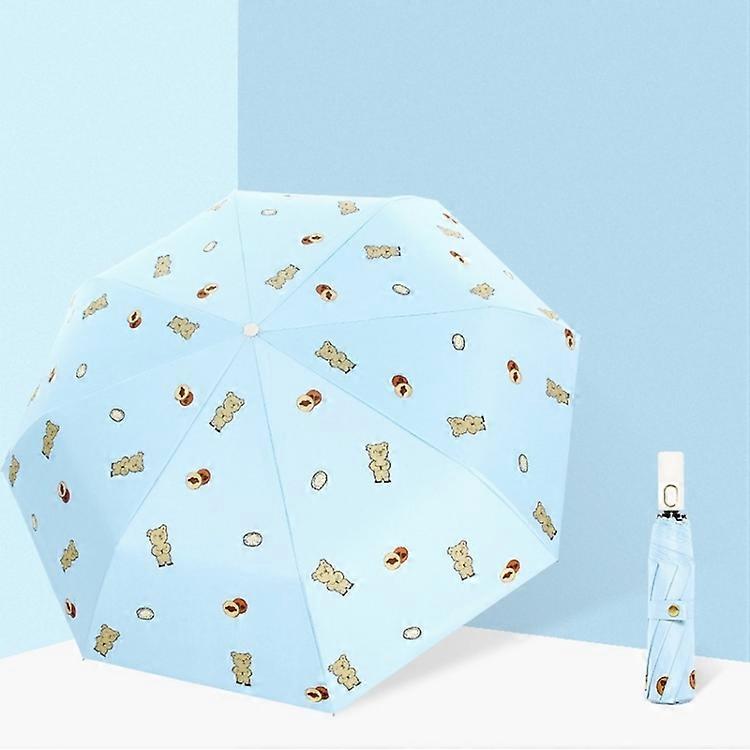 Vinyl Sunscreen Tri-fold Folding Umbrella Automatic