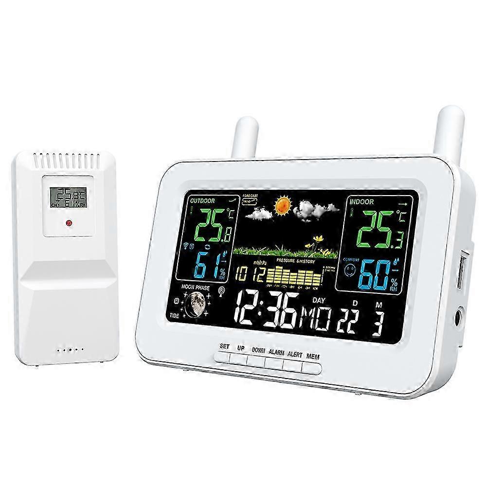 Indoor Outdoor Wireless Large Weather Clock Convenient Clock Temperature Sensor for Inside 26-27