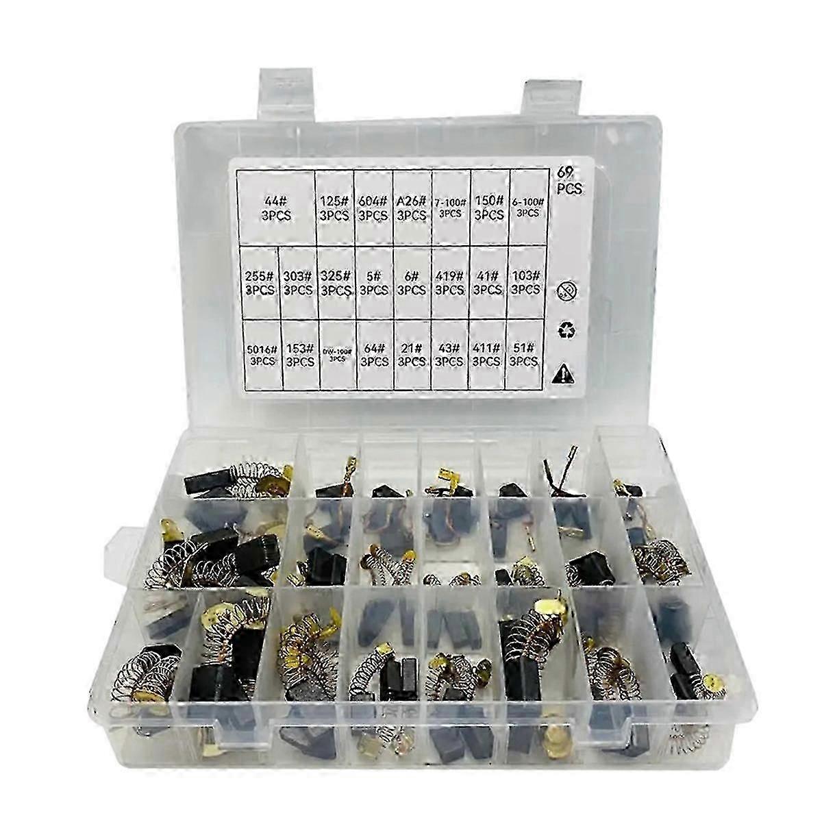 Power tool carbon brushes set 69pcs compatible with multiple models