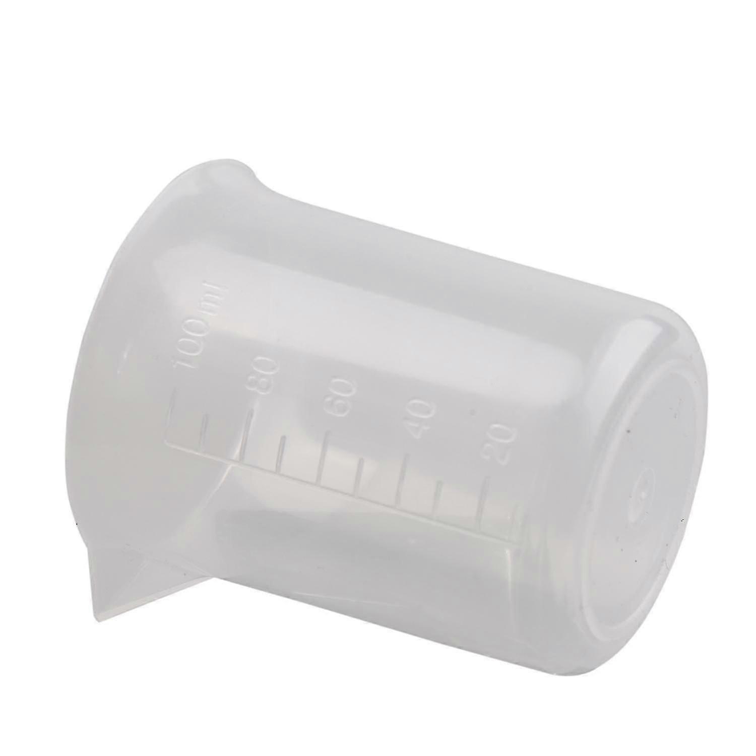 Clear White Plastic 100ml Measuring Cup Beaker For Lab Kitchen