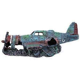Artificial Damaged Plane Aquarium Fish Tank Ornament Landscape Decoration Decor