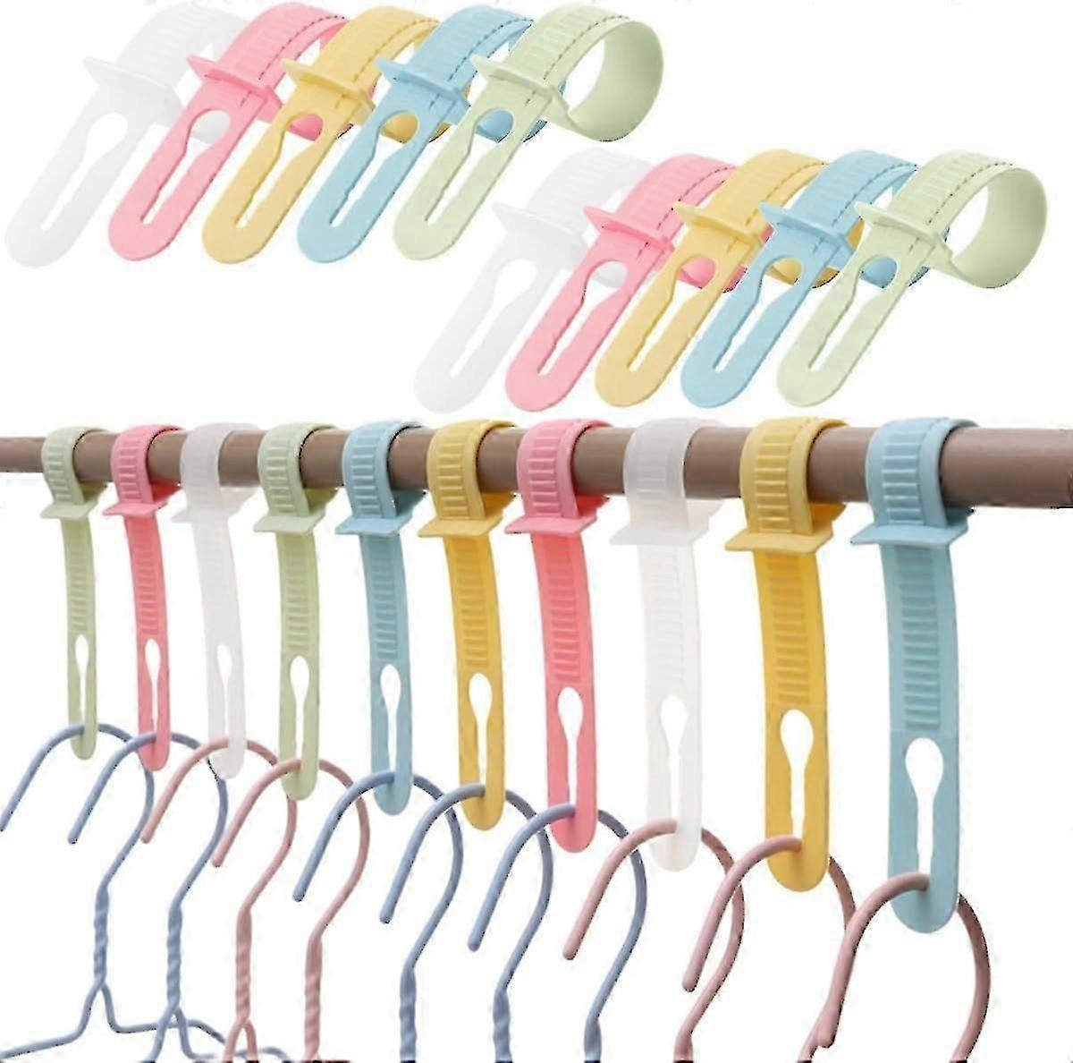 Adjustable Windproof Clothes Hanger Hooks, Scratch-Resistant Laundry Fixing Clips, 20Pcs Random Color