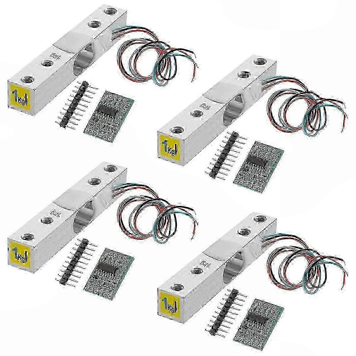 4 Sets 1KG Digital Load Cell Weight Sensor with HX711 AD Weight Amplifier Module Pressure Sensor