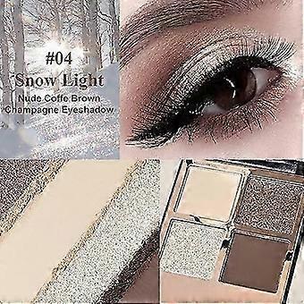 Paleta de Maquiagem Quad de Sombras, Paleta de Sombras de 4 Cores, Matte & Shimmer Misturável, Longa Duração à Prova D'água, Perfeita para Mulheres Maduras & Jovens, com Bu