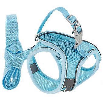 Reflective Dog Harness for Jogging 1Set Breathable Pet Leash Sky-Blue