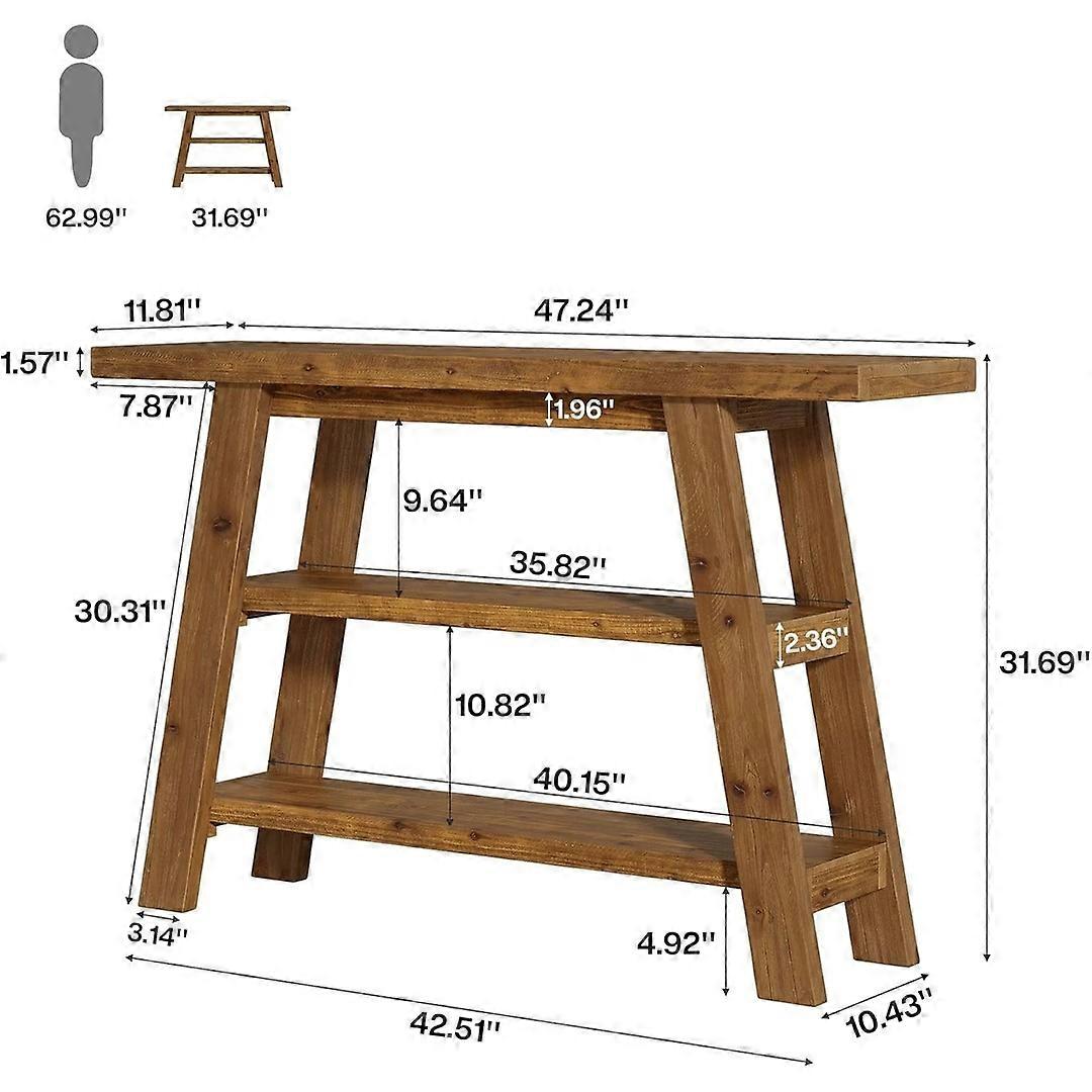 Solid Wood Console Table, 47.24" Long Farmhouse Entryway Table