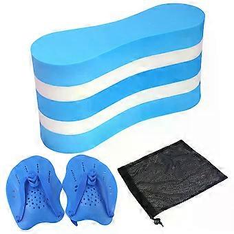 Swim Training Pull Buoy Adjustable Strap Hand Paddles with Mesh Bag Swimming Hand Paddles 5-Layer Pull Buoy for Adults