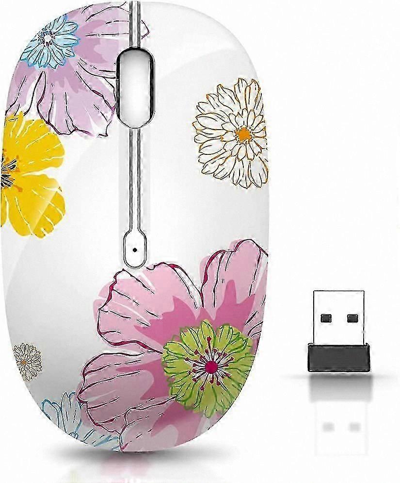 Floral Pattern Wireless Mouse for PC and Laptop
