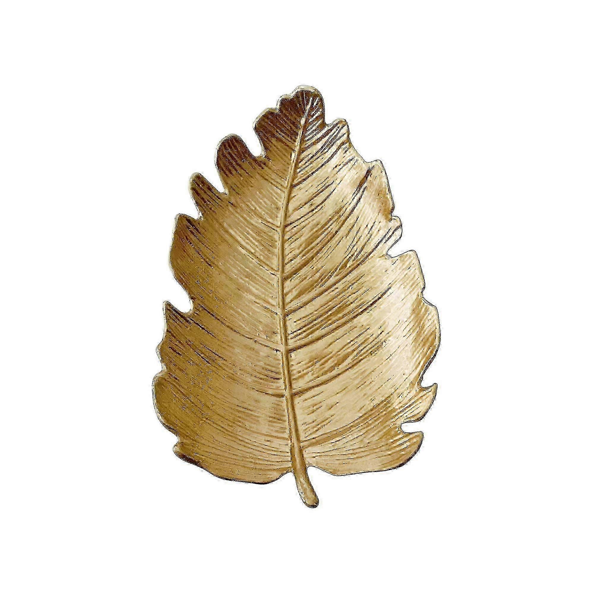 Gold-Tone Leaf Ring & Snack Tray