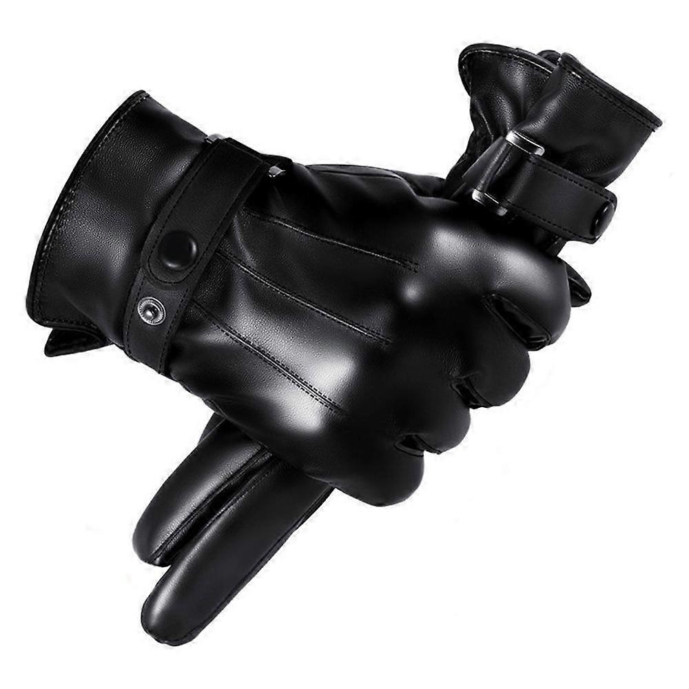 Elegant Touchscreen Gloves Winter-Ready PU Leather
