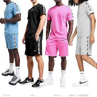 Nike Tracksuit Mens T Shirts Tape Shorts Set NSW Repeat Terry Shorts Cotton Tee