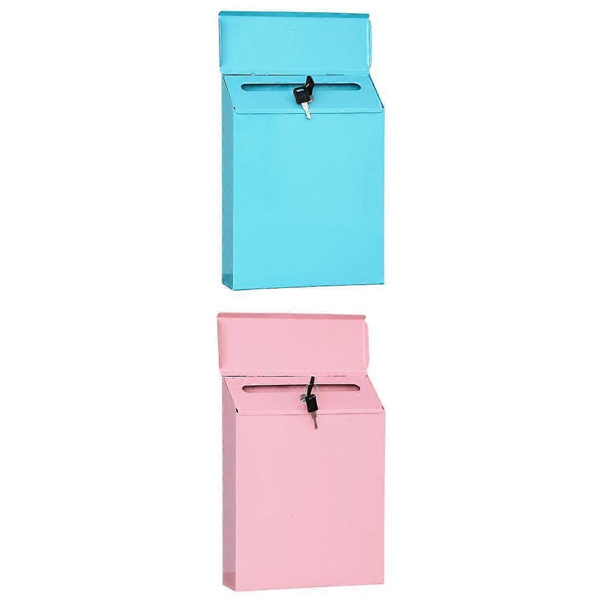 2x Art Lockable Mailbox Wall Mounted Drop Box Durable Key