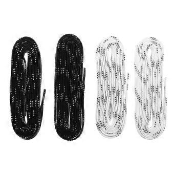 2 Pairs Hockey Ice Skate Shoelaces Universal Sneakers Shoe Laces (Black, White)-ag