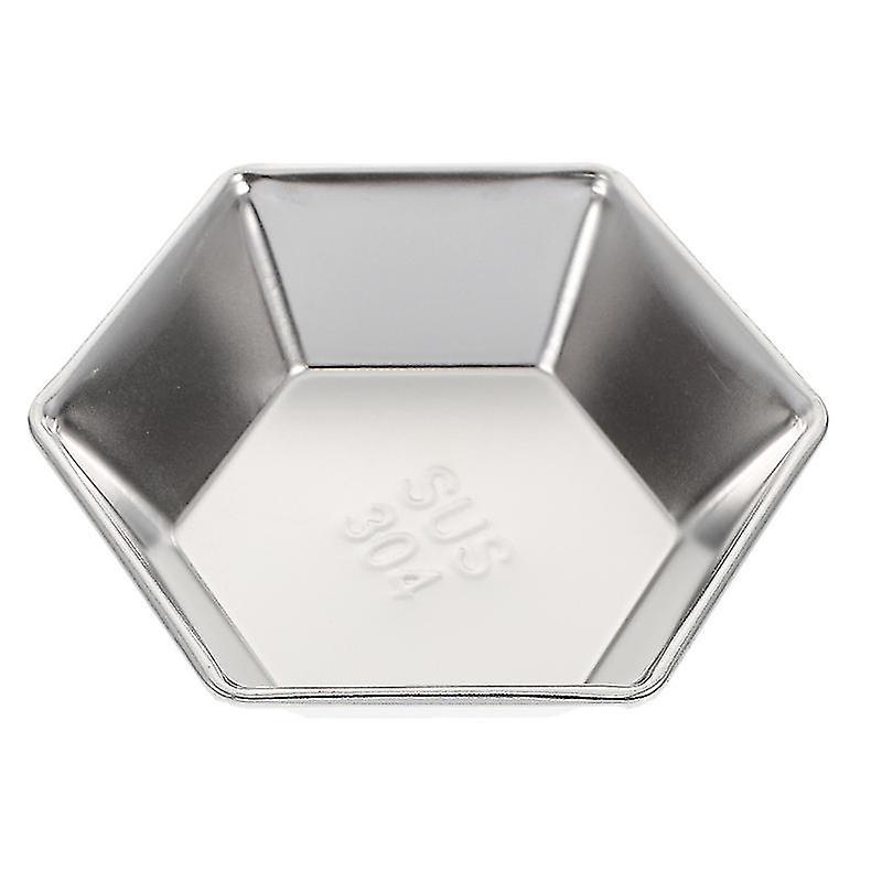 10X10x3cm Silver Plates 1pc Hexagonal Sauce Dish Stainless Steel Dinner Plate Seasoning Tray Small T