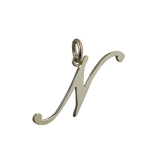 9ct Gold 30x11mm plain Initial N Pendant
