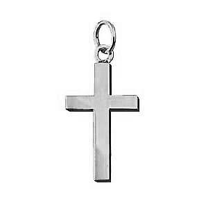 Silver 20x12mm plain solid block Cross