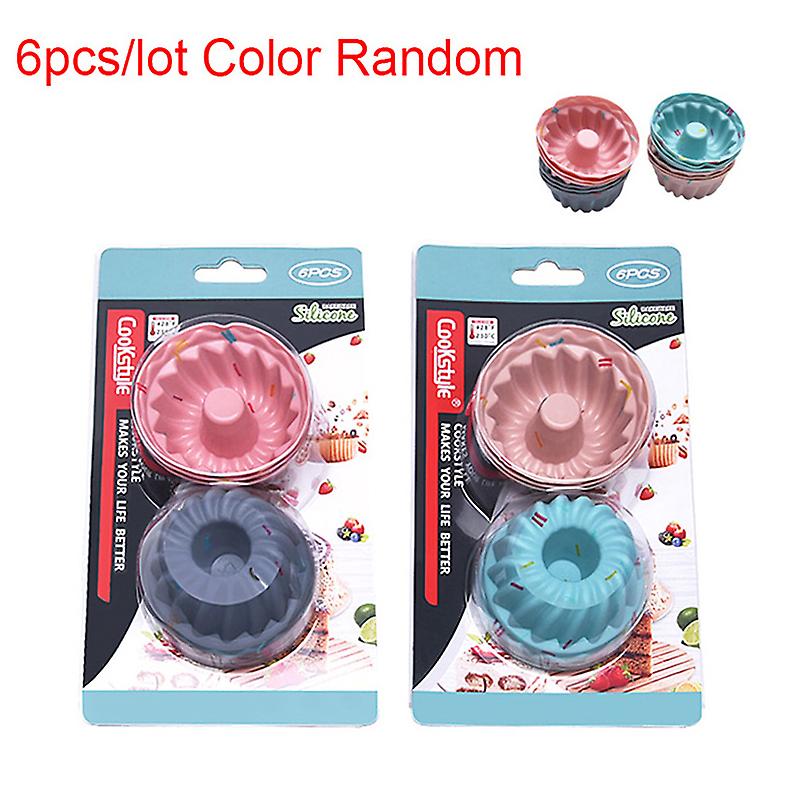 Random 6pcs/set Silicone Muffin Cupcake Mold Fondant Cake Kitchen Baking Pastry Tools