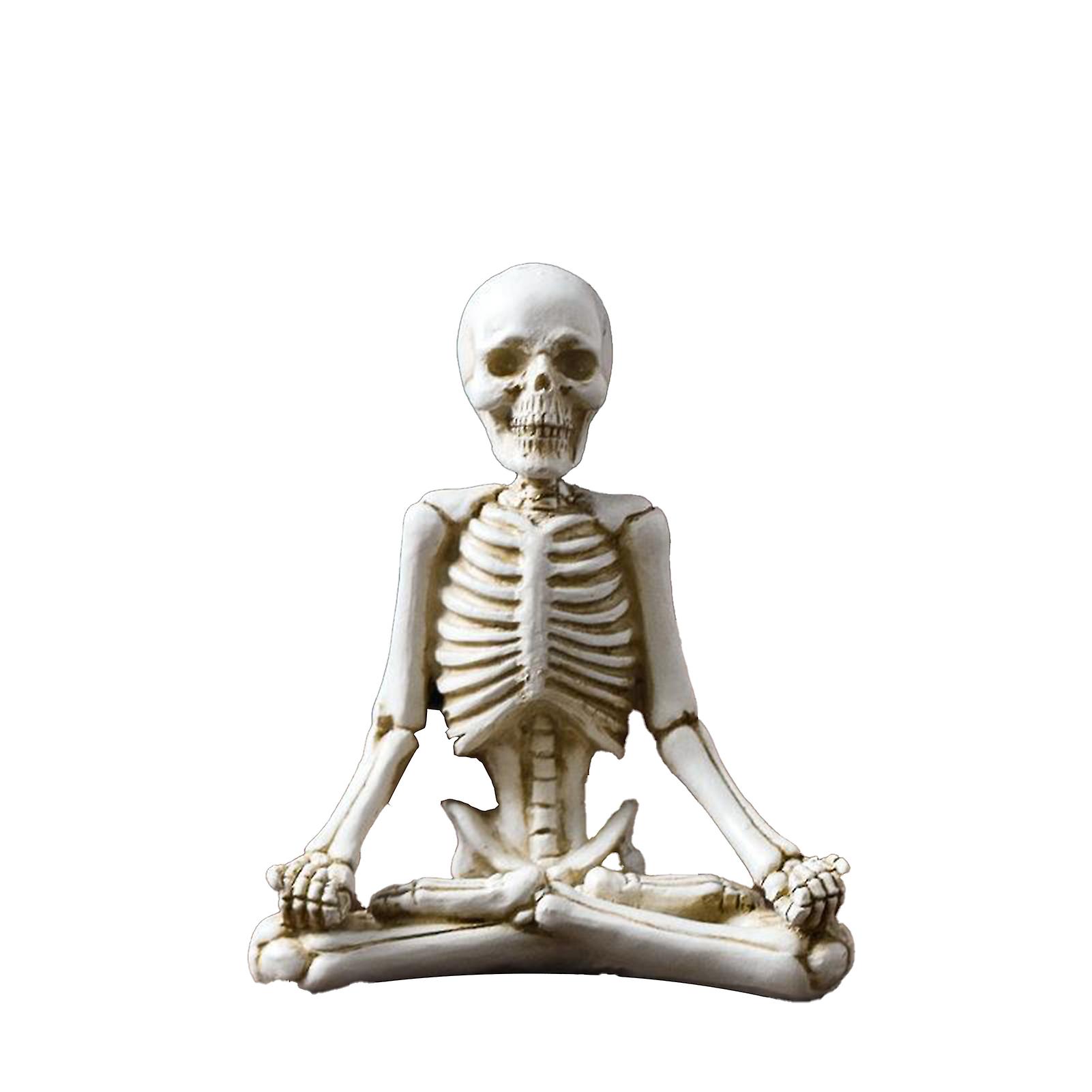 Halloween Skull Resin Ornament Haunted Ding Yoga Skull Figurines For Home Desktop Decoration