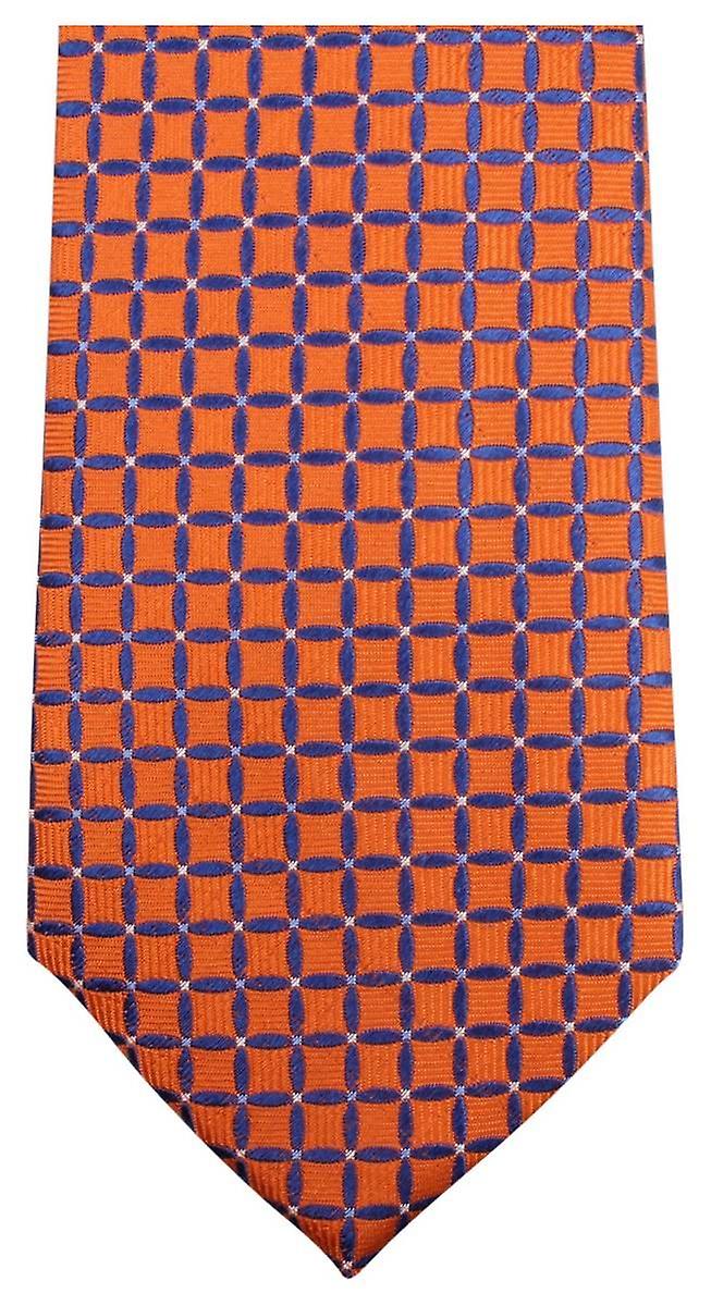 Knightsbridge Neckwear Geometric Tie - Orange/Blue