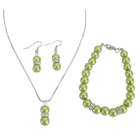 Olive Green Pearl Jewelry Necklace 