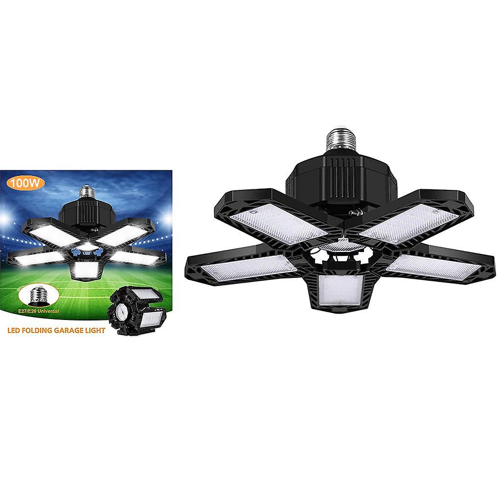 Deformable LED Garage Light Shop Work Ceiling Light Fixture Bulb Black 100w