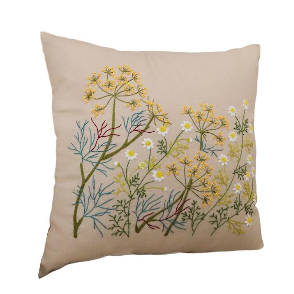 DIY Embroidery Kit Pillow Case Handmade For Beginners Chamomile