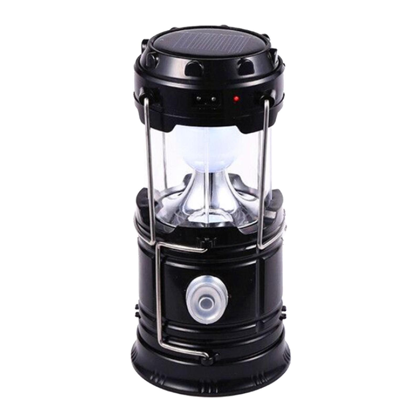 Camping Lantern Rechargeable Collapsible Flashlight Emergency Torch Outdoor Black