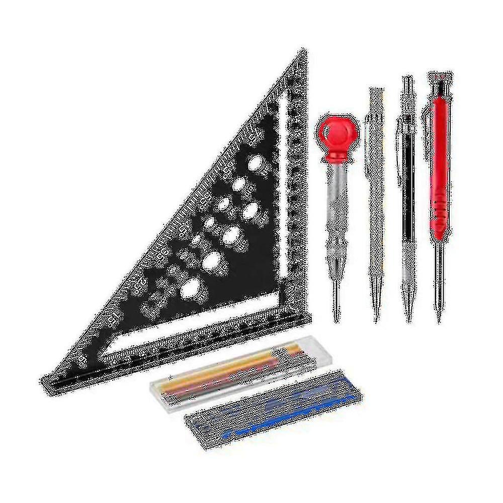 Carpenter's Square, Multifunctional 180mm Carpenter Angle Ruler - Including Deep Hole Marker/pencil