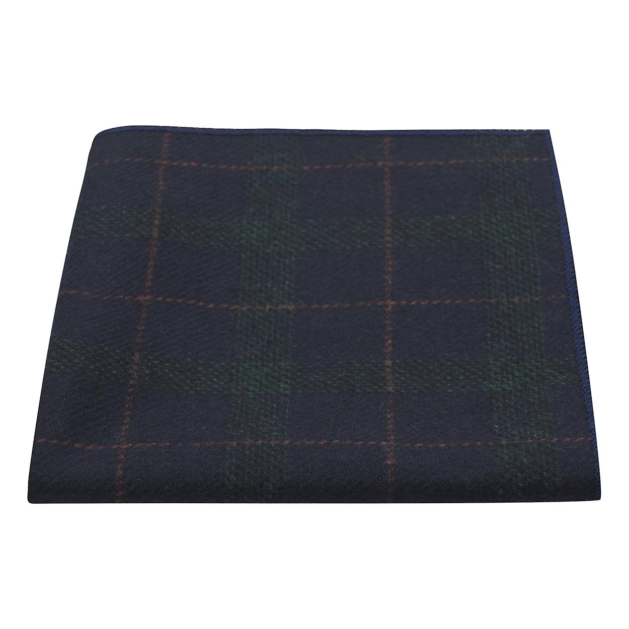 Navy Blue &amp; Dark Green Check Pocket Square