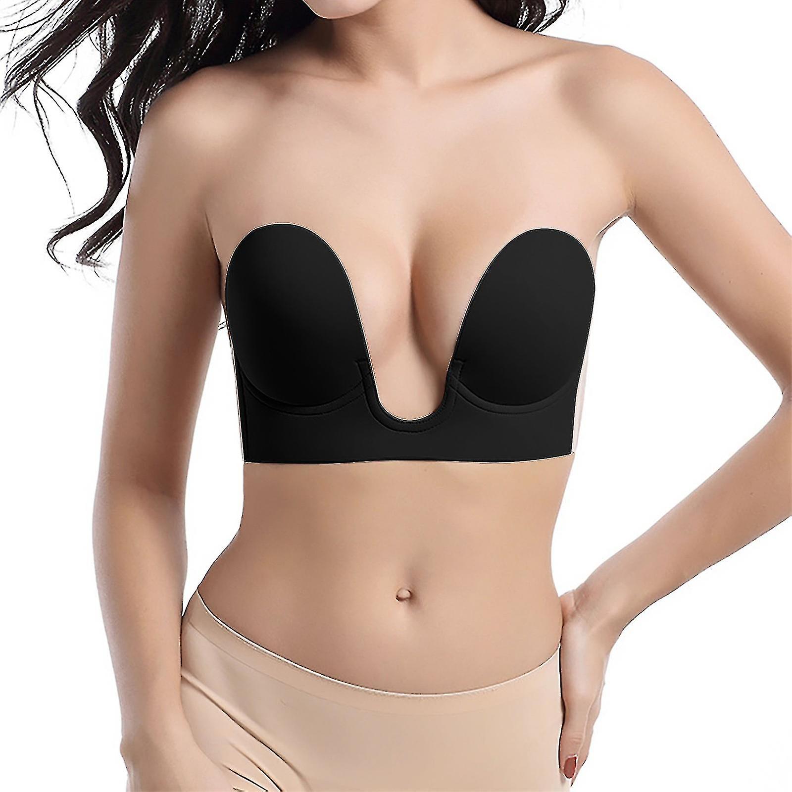 Strapless Sticky Adhesive Deep U-shaped Silicone Bra Invisible Backless Reusable