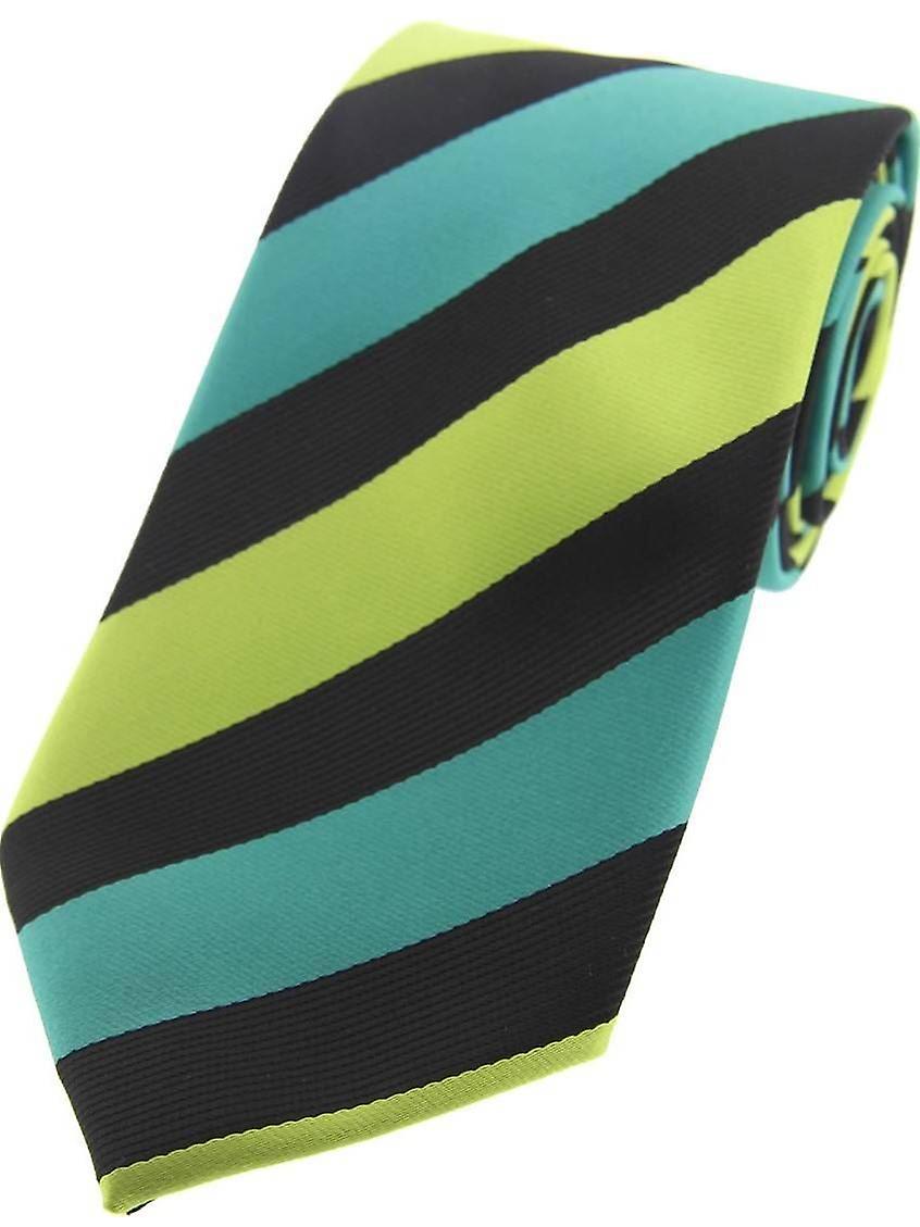 David Van Hagen Striped Polyester Tie - Green/Black