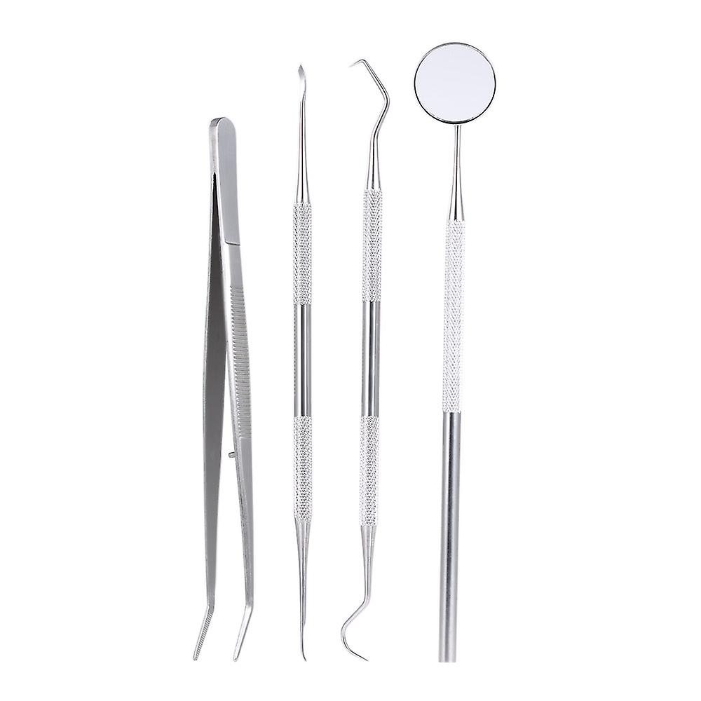 4pcs Stainless Steel Dental Instruments Mouth Mirror Probe Scraper